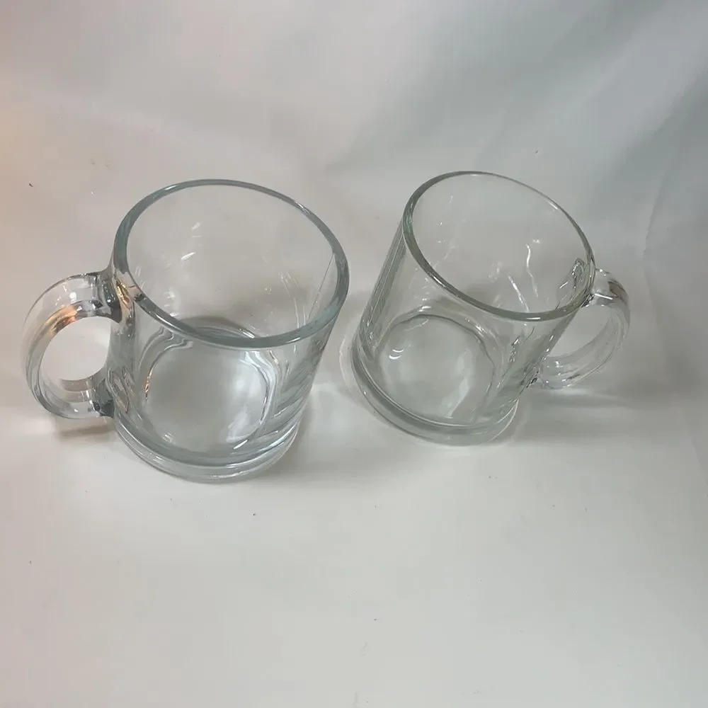 Clear Glass Mugs Coffee Cappuccino Tea Cocoa Cocktail 12 Ounces Each Set Of 2